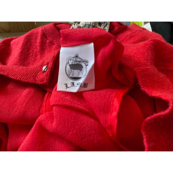 L.A.M.B. 2005 Boudoir Cherry Red Cashmere Cardigan Size M - Picture 5 of 10